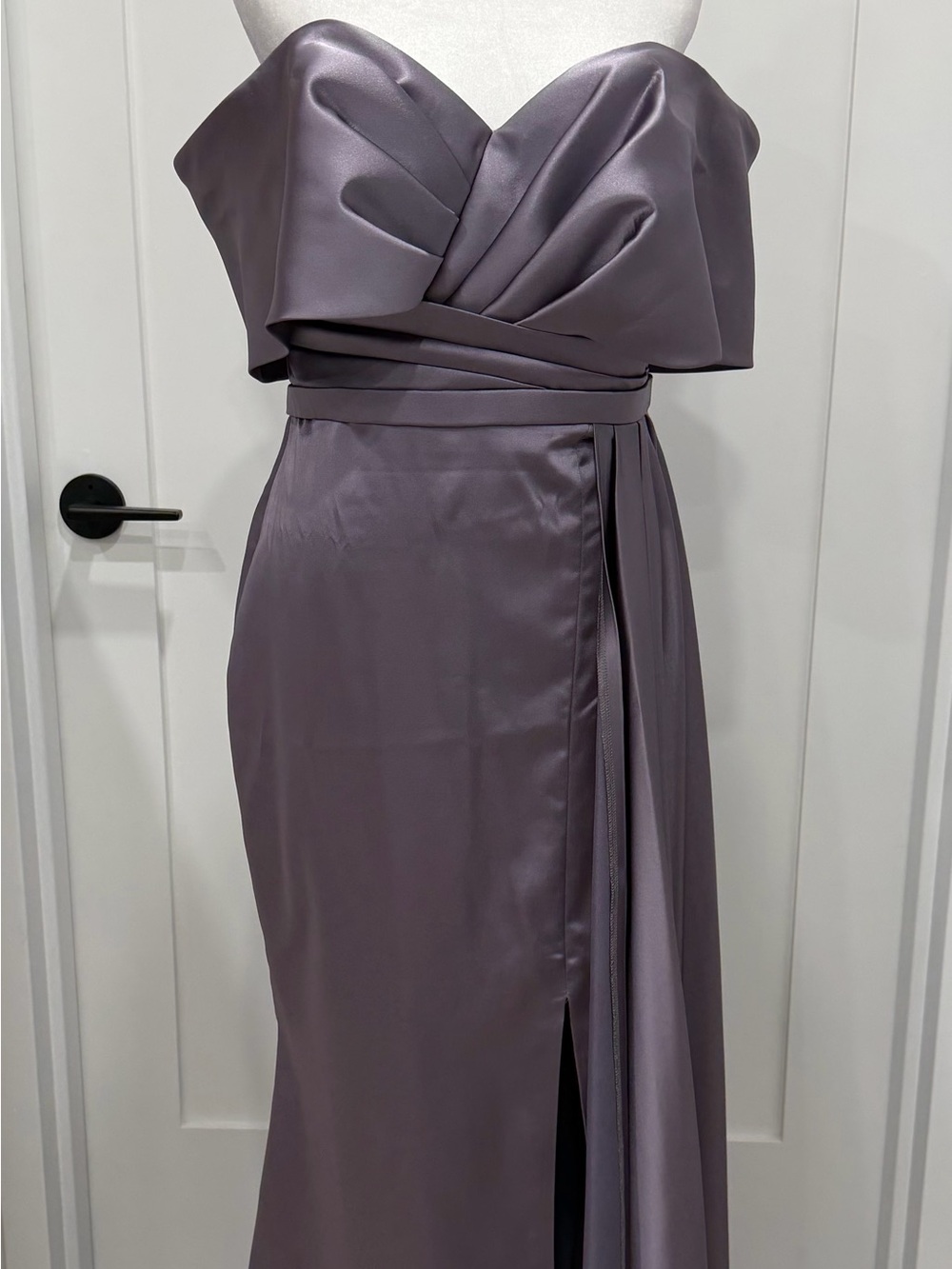 One-Shoulder Satin Gown in Dusty Mauve